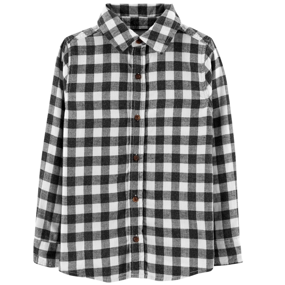 OshKosh B'gosh Boys 10-12 Flannel Plaid Button Down Shirt Boy NWT